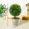 Flores decorativas plantas artificiais em vaso grama falsa bola de plástico verde flor bonsai ornamentos para casa interior varanda jardim casamento