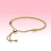 Yellow gold plated Snake Chain Slider Bracelet Hand Chain Adjustable size for Pandora 925 Silver Charms Bracelets with Original bo333d