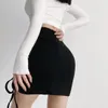 Minigonna donna kilt gonna firmata Abbigliamento donna Abito nero donna 2023 Vita alta sexy doppia coulisse pieghettato fessura gonna anca avvolta estate femminile