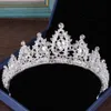 Färgglada huvudstycken Crystals Barock Wedding Crowns Silver Pärled Bridal Tiaras Rhinestone Head Pieces Hair Accessories Pageant C210e