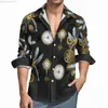 Camicie casual da uomo Steampunk Libellule Camicia Camicie casual a righe marroni Camicette grafiche street street a maniche lunghe Cool Oversize Top Idea regalo L230721