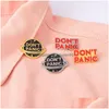 Pins Brooches Dont Panic Enamel Pins Custom Golden Sier Planet Brooch Lapel Badge Bag Cartoon Simple Fashion Jewelry Friends Gifts Dhdkp