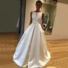 Vestido de Noiva de Cetim de Alta Qualidade Uma Linha Sem Costas Sweep Train Longo Elegante Vestidos de Noiva 2019 Custom Made Baratos Vestidos de Noiva206o