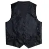 Мужские костюмы Blazers Black Paisley Blue Set Top Top Top Pocket Square Mufflinks Свадебное роскошное вечернее платье Gilet Dibang 230720
