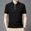 Men's Polos Arrival Men's Polo Shirt Male Business Short Sleeve Wafer Check Turn-down Collar T-Shirt Tops 230720