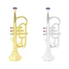 Lawaaimaker 1 stks 34 cm plastic kinderen trompet hoorn blaasinstrument met 3 sleutels muzikaal speelgoed voor kinderen partij gunst geschenk zilver of goud 230720
