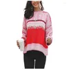 Camisolas femininas Natal oversized pulôver de malha camisola quente para mulheres 2023 outono floco de neve impressão o-neck manga longa solta outwear