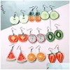 Dangle Chandelier Fruit Earrings Food Stberry Drop For Women Girl Female Acrylic Watermelon Earring Tomato Kiwi Orange Jewelry Gif Dhiq4