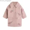 Giacche Ragazze Giacche Cappotto di lana con ricamo floreale per ragazze Colletto rovesciato Capispalla Bambini Moda autunno Abbigliamento invernale per Z230721