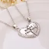 Whole- 1 Set Friend Collar Colgante Corazón Plata Rhinestone BFF Amistad Media persona Collar para Hombres Mujeres Moda 328I