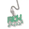 TopBling Hip Hop Drip Oil Luminous RICH Money Bag Pendant Necklace Jewelry Cool Men Gift