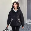 Women's Trench Coats Winter Jackets Nice Hooded Loose Short Style Female Cold Coat Solid Casual Plus Size Stand Collar Cotton Padded Parkas