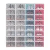 12 pçs conjunto de caixa de sapato multicolor dobrável de armazenamento de plástico transparente organizador de casa sapateiro pilha display organizador de armazenamento caixa única C299o