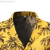 Chemises décontractées pour hommes Chemise hawaïenne pour hommes 2022 Mode d'été Camisa Masculina Palm Tree Print Chemise à manches courtes pour hommes Chemises hawaïennes boutonnées L230721