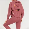 ll Womens hooded Jacket Shrits Running Long Sleeve Women Casual Personality Outfits Autumn and Winter Sportswear Gym Fitness Wear Coat 7 Colors L-0155