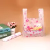 Emballage cadeau 100pcs / lot Supermarché Shopping Sacs en plastique Rose Cherry Blossom Vest sacs Cadeau Cosmétique Sacs Emballage alimentaire sac Bonbons Sac 230720