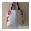 Outdoor-Taschen 2022 Baseball-Nähte 5 Farben 16,5 x 12,6 x 3,5 Zoll Mesh-Griff Shoder Bag genähter Druck Tote Handtasche Canvas Sport Trav DH07M