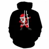 Sudaderas con capucha de los hombres Sudadera con capucha de Navidad 3d Hombres Santa Claus Impreso Skull Print Hat Sudadera Lantern Hooded Casual