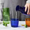 Wine Glasses 1 Set 550ml Bedside Water Carafe And Glass Heat Resistant Blue Amber Teal Grey Colored Pitcher Tumbler For Singles