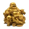 Öppning Pure Copper Maitreya Statue Decoration Dragon Chair Ping en Buddha Lucky Wealth Office Town Crafts3004