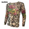 T-shirts pour hommes Drôles à manches longues Faux Tatouage T-shirts All Over Print Hommes Femmes Arts Chemise Élastique Slim Fit Modal dans Halloween Cloes J230721