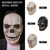 Maschere per feste Halloween 3D Moving Mouth Skull Mask Cosplay Ghostface Horror Bloody Skeleton Killer Demon Full Face Costume Puntelli 230721
