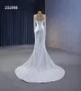 Vestidos de novia de sirena lentejuelas de ilusión de moda con velo SM231098