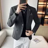 Ternos masculinos casuais jaquetas de terno blazer para casamento azul fino ajuste outwear blazers grandes de peito único elegantes casacos de luxo coreano