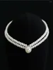 Choker Western-style Bridal Wedding Simple Necklace With Double Imitation Pearls Silver-plated Jewelry For Woman