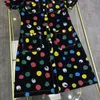 Dresses Designer 2023 summer new fashion color dynamic wave dot single breasted foreign style pocket slim denim dress