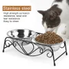 Feeding Hot Dogs Feeders Double Stainless Steel Dog Bowl Nonslip Feeding Pet Bowl Cat Puppy Food Water Feeder for Dog Pet Supplies