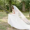 2017 Nowy welon ślubny Cut Edge Bridal Veil z grzebieniami jedna warstwowa biała kość słoniowa 3 m Długie zasłony katedralne Velos de novia Wedding Acceso2978