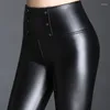 Frauen Hosen Frauen Leggings Faux Leder Frühling Mode Dame Hosen Sexy Dünne Enge Tasche Taste Weibliche Lange T591