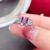 Pierścienie klastra Olśniewającego srebrnego pierścienia ametystów do codziennego zużycia 5 mm 7 mm 0,8ct Naturalne lutowe urodziny 925 Biżuteria