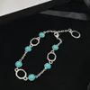 Aquamarine Ball Necklace Ornament Charm Bracelets 925 Silver Women Hollow Circle Bracelets Fresh Club Party Gift Package With Box