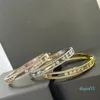 Pulseras Brazalete Diseñador clásico S925 Plata de ley Tres huecos Brazalete de cristal móvil para joyería de mujer