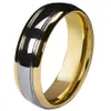 Tungsten Carbide Ring 6mm Dome Gold Silver Color Wedding Bands med höga polerade finish Parringar för Lovers300Q