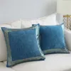 Coussin Oreiller Décoratif Velours Doux Gris Housse De Coussin Décoration Bleu Taie D'oreiller Brodée Canapé 45 231g