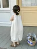 Fille robes blanc coréen bourgeon robe 2023 été coton jupe filles décontracté a-ligne pour 2-8 ans enfants vêtements