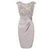 Selling Knee Length Chiffon Scoop Mother Of the Bride Dresses In Stock with Lace Beaded246s