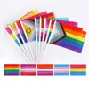 Fast Delivery Rainbow Pride Flag Small Mini Hand Held Banner Stick Gay LGBT Party Decorations Supplies For Parades Festival 0721