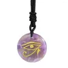 Collane con ciondolo Quarzo ametista naturale L'occhio di Horus Energy Stone Collana Charms Amuleto mascotte Ciondola gioielli Maglione Catena Girocollo