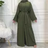 Etnische Kleding Vrouwen Open Abaya Kaftan Dubai Turkije 2 Stuk Moslim's Set Luxe Islam Gewaad Afrikaanse Jurk Kimono Marokko Kleding Kaftan Mode 230720