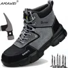 Chaussures de sécurité AMAWEI Bottes de travail portables résistantes à l'usure pour hommes Chaussures de sécurité anti-crevaison indestructibles Baskets à bout en acier