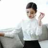 Women's Blouses Elegant Korean Fashion White Chiffon Women Shirts Office Lady Button Up Shirt Long Sleeve Blouse Tops Camisas Mujer Ladies