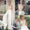 riki dalal modest a line wedding dress jumpsuit with removable skirt lace applique bridal gowns custom made wedding dress314G