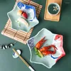 Assiettes créatives assiette peinte à la main japonaise étoile à cinq branches ménage plat plat en céramique vaisselle fruits Snack salade