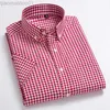 Camisas masculinas casuais 100% algodão camisa xadrez listrada de manga curta com patch único bolso de botão para férias jovem casual xadrez xadrez fino L230721
