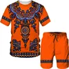 Herrspårsfall Chic Style Men's African Totem Printed T -shirtuppsättningar Plus Size Male Ethnic Primitive Tribal Printed Tracksuit Traditionella kläder 230721