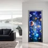 Väggklistermärken 3D Universe Galaxy Planets stjärnor Skriv ut dörrklistermärke DIY WALLPAP KORRIDOR MAUL DECAL Kids Bedroom Decor Presents 230720